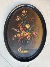 Ovale Con Fiori Olio Su