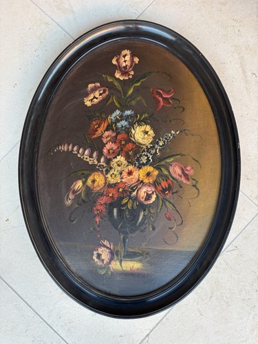 Ovale con fiori olio - ovale,