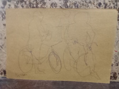 Disegno uomini bicicletta - disegno, in