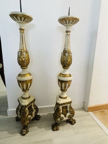Coppia antichi candelieri - coppia,