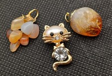 CIONDOLI PIETRA NATURALE QUARZO , AGATA E CRISTALLO  - LOTTO 3 PEZZI