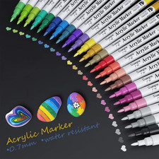 Pennarelli a Vernice Acrilica, 24 Colori Pennarelli per Pittura Acrilica 0,7 Mm 