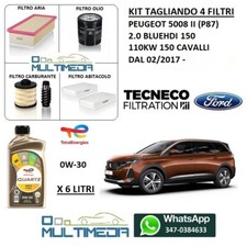 TAGLIANDO FILTRI + OLIO ORIGINALE TOTAL 0W30 PEUGEOT 5008 II 2.0 BLUEHDI 150 CV