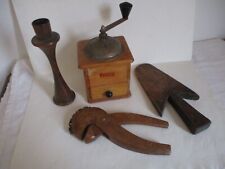 LOTTO VINTAGE OGGETTI LEGNO macinino portacandela cucina arredo