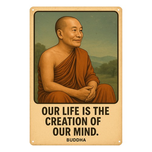 Targa latta saggezza buddha - targa,