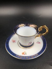 TAZZINA TAZZA CAFFE' MOKA PORCELLA PM GERMANY BORDO COBALT ORO ORNAMENTALE