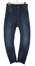 Jeans Santiago Uomo W29 Cavallo Cadente Strappati Whiskers Sbiaditi Slim Fit