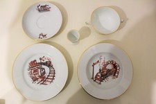 Ginori Piattini Tazze Porcellana Trenini Servizio Colazione