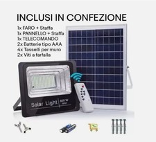 Faro Solare LED  800W + Pannello e Telecomando Impermeabile IP67 Esterno Giardin