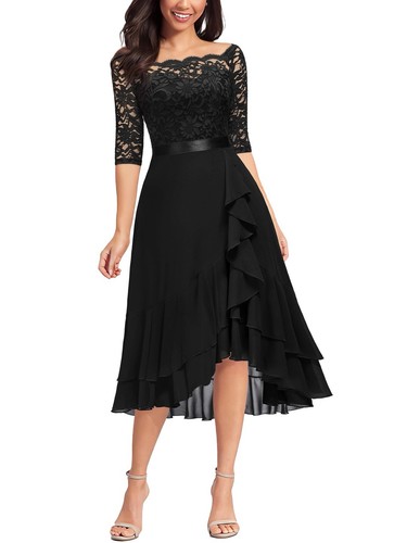 Abito elegante con pizzo - , e