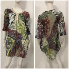 ELISA CAVALETTI Vestito abito copricostume asimmetrico verde multicolore Tg S