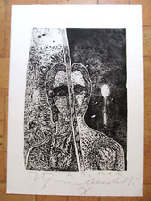 B.CECCOBELLI '91 Incisione PUNTASECCA su PIOMBOe RILIEVI 100x70 (dich.autenticit