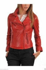 Giacca donna pelle rossa vera