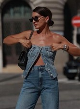 ZARA TOP DENIM DONNA NUOVO CON