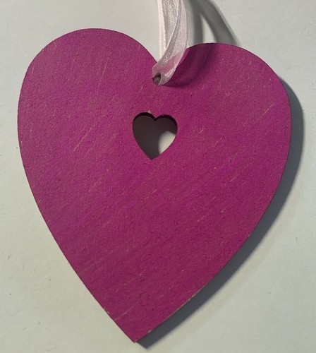 Cuore legno rosa - cuore,