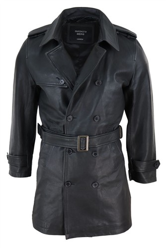 Trench coat uomo nero - 3/4, vera