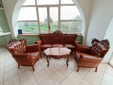 Salotto barocco in vera pelle