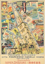 Cartolina pubbl. DISTILLERIA FRANCESCO CASELLI, Modena. SUPER SASSOLINO, NOCAS