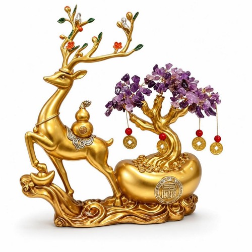Scultura cervo dorato - cervo,