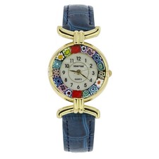 Orologio Donna Vetro di Venezia Vetro di Murano Millefiori Lusso con Cinturino in Pelle -