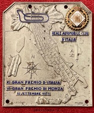 RACI XI° GRAN PREMIO VI° GRAN PREMIO MONZA PLACCA RADIATORE AUTO A.XI° 1933