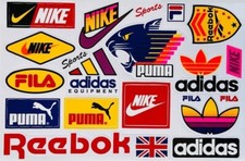 Adesivi Foglio Nike Adidas Puma Fila Reebok Vetrina Negozio Bici Skateboard Auto