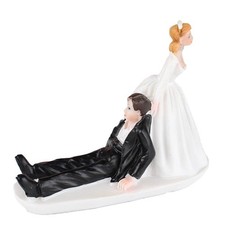 Divertente Matrimonio Riluttante Sposo Statuetta In Resina Cake Stand Topper