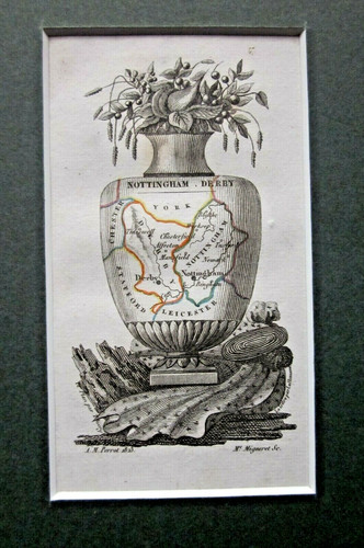Mappa antica 1823 nottingham - mappa,