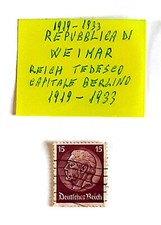 Francobollo 1933 Germania Weimar 2° Presidente Tedesco Usato Molto Raro Perfetto