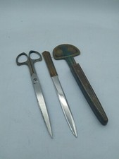Set Scrivania Forbice Tagliacarte Custodia Vintage Ufficio Cancelleria 