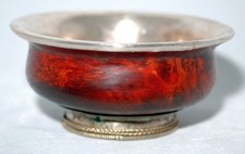 ANTICO Furu Tibetano SET di 8 tazze in legno di rovo ricoperte in argento - Tibet Shin Po