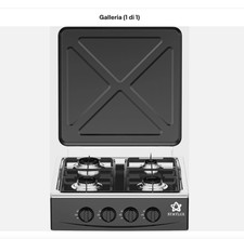 Piano Cottura da Campeggio a Gas 4 Fuochi STAYLUX Coperchio Fornello NERO