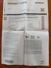 Vendo 2 biglietti motogp gara Misano del 8/9/2024, zona prato 1, valore 90€.