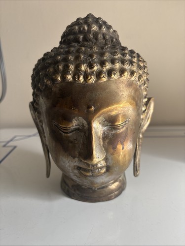 Antica statua testa buddha - statua, di