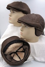 Vero Pecora Montone Pelle Guida Coppola Cappello Gatsby Espresso Marroni, S-3XL