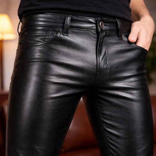 Pantalone uomo nero - , pelle