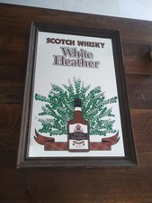 SCOTCH WHISKY WHITE HEATHER MIROIR Publicitaire 50 cm X 34 cm En Très Bon Etat 