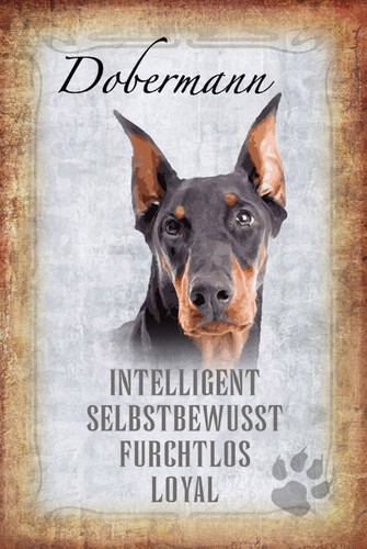 Blechschild 18x12 dobermann - blechschild,