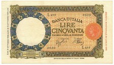 50 LIRE CAPRANESI LUPA CAPITOLINA MARGINE LARGO FASCIO ROMA 21/10/1938 SUP-