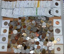 Intera collezione di monete estere! 645+ monete uniche, 150 a fogli mobili, 130 paesi A