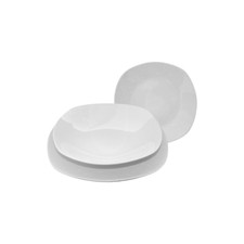 Servizio Piatti 18 Pezzi per 6 Persone Risalto Bianco in Porcellana