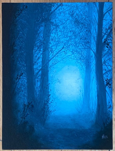 Foresta nebbiosa pittura ad - foresta,