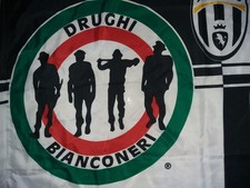 Bandiera ULTRAS JUVENTUS DRUGHI BIANCONERI JUVE FLAG No Sciarpa 90X130 VINTAGE