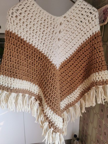 Poncho lana lavorato - in,