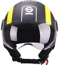 CASCO DEMI JET SPARCO SP 601 NERO GIALLO OPACO SCOOTER MOTO STRADA CITY