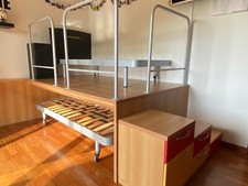 cameretta bambini 2 letti con soppalco mobilifino arancione 