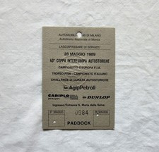 PASS TICKET MONZA 1989 PADDOCK