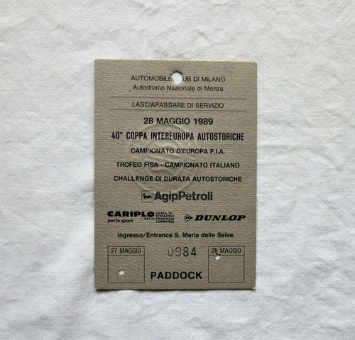 Pass ticket monza - pass, paddock