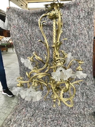 Lampadario liberty bronzo - lampadario,