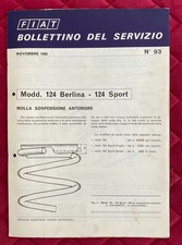Fiat BOLLETTINO DEL SERVIZIO modello 124 Berlina e Sport n. 93 1968